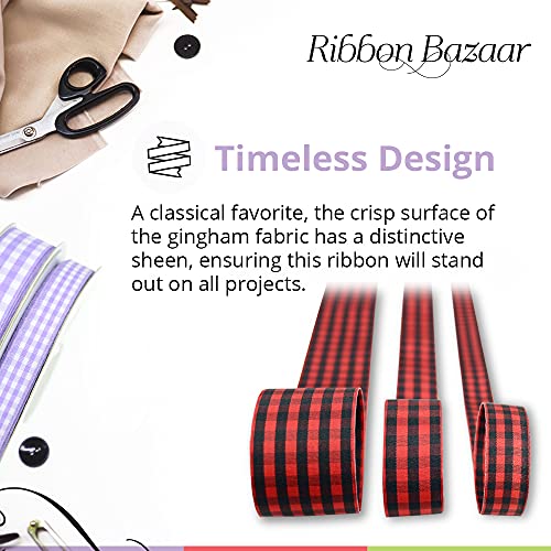 Ribbon Bazaar Taffeta Gingham Check 1-1/2" Black 25yd 100% Polyester Ribbon - Image 4