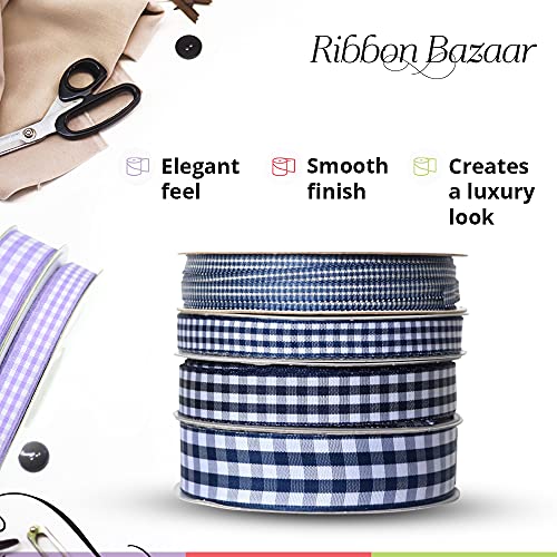 Ribbon Bazaar Taffeta Gingham Check 1-1/2" Black 25yd 100% Polyester Ribbon - Image 3