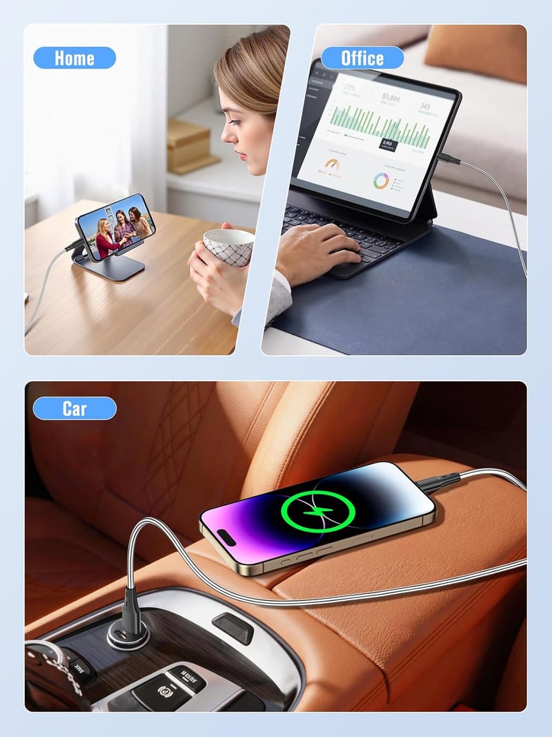 شيتيك كابل الصغير USB، عبوة من 3 قطع بطول 3 أمتار TPE، كابل شحن سريع صغير USB، كابل مزامنة بيانات متوافق مع أندرويد، هواوي، سامسونج، نوت 6 LG نيكسوس، لأجهزة آيفون من السلسلة 17-15 (Micro) - Image 4
