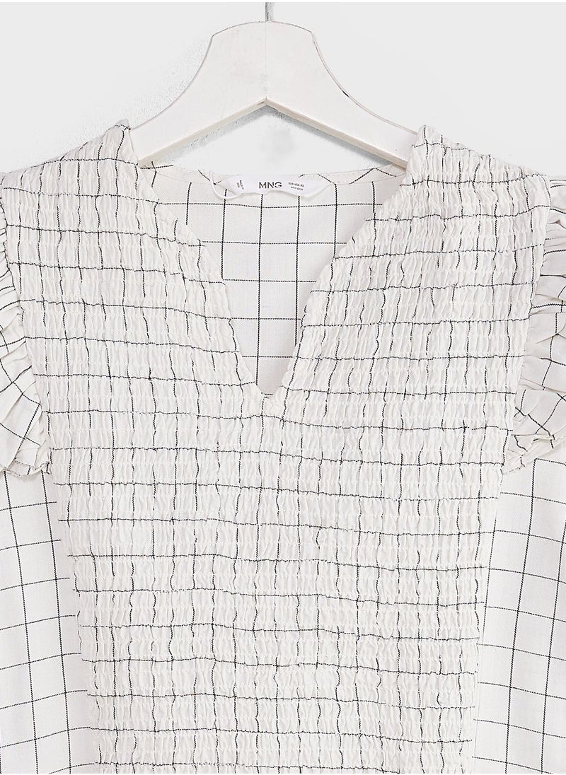 MANGO - Youth Checked Frill Top - Image 1