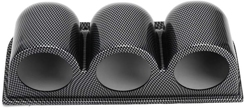 52mm Triple Gauge Mount Holder, Carbon Fiber Style ABS, 3 - Hole Car Dash Meter - Durable Construction, Easy Installation, Perfect for Auto Gauges - Image 1