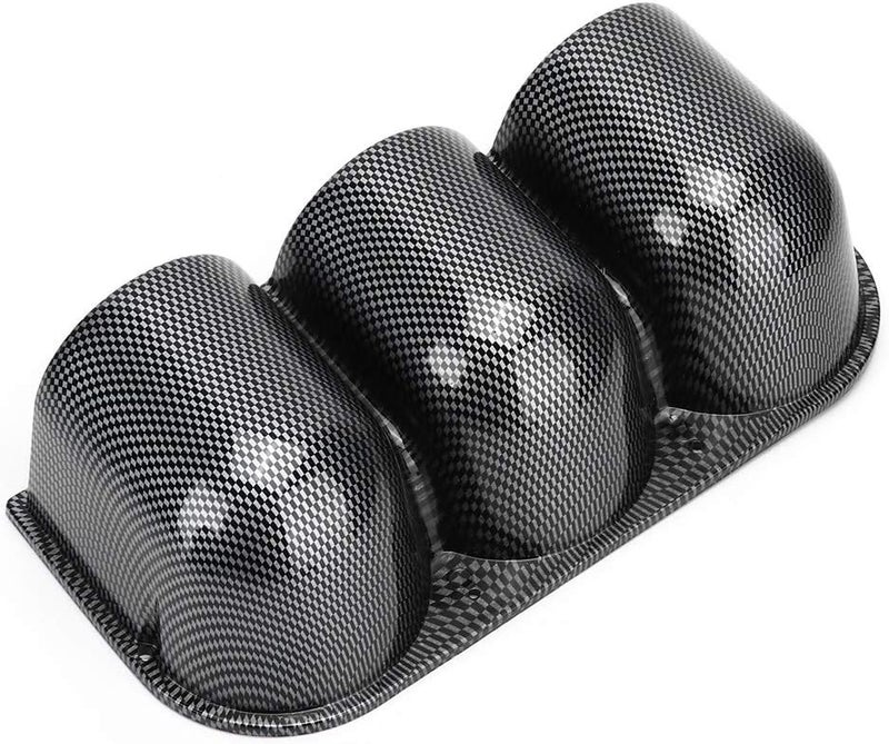 52mm Triple Gauge Mount Holder, Carbon Fiber Style ABS, 3 - Hole Car Dash Meter - Durable Construction, Easy Installation, Perfect for Auto Gauges - Image 2