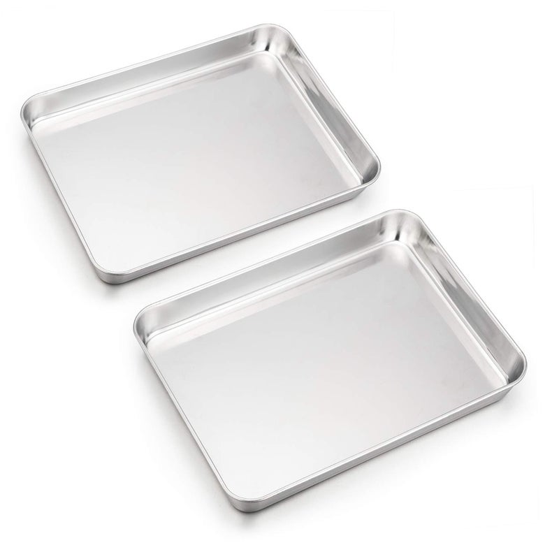 HaWare Mini Toaster Oven Baking Tray Stainless Steel Small Serving Pan 237 x 177 x 25 cm Deep Edge Non Toxic  Heavy Duty Mirror Finish  Rust Free Easy Clean  Dishwasher Safe