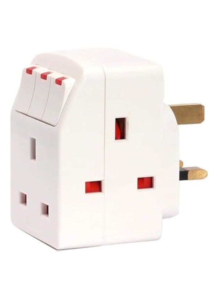 erorex Approved 3Way British Plug Multi Adapter with Individual Switches, BS1362 Fused  - Image 1
