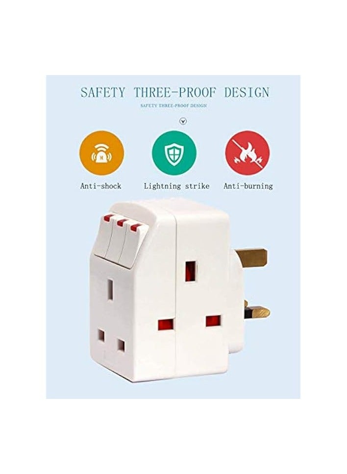 erorex Approved 3Way British Plug Multi Adapter with Individual Switches, BS1362 Fused  - Image 2