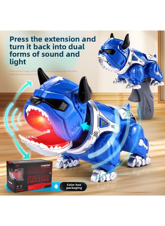 Mechanical Bulldog Pressing Sound And Light Dual-form Toy Gun Children's Deformation Gun Boy 3-6 Years Old Robot Dog-Color:Red Press Mechanical Bulldog Sound And Light Dual Form-color Box  - Image 1