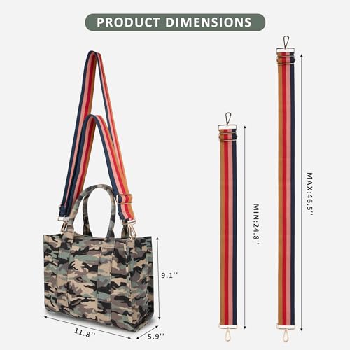 MEEJUNE Canvas Tote Bag for Women Top Handle Handbag Women's Purse Crossbody Bag with Zipper Trendy Shoulder Bag Everything Tote Bag with Adjustable Strap - Image 2