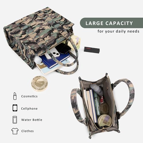 MEEJUNE Canvas Tote Bag for Women Top Handle Handbag Women's Purse Crossbody Bag with Zipper Trendy Shoulder Bag Everything Tote Bag with Adjustable Strap - Image 3