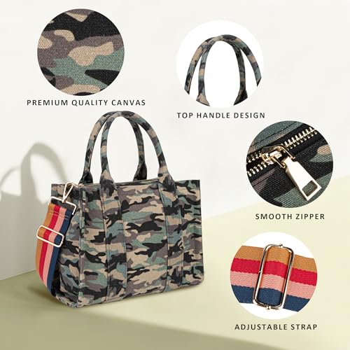 MEEJUNE Canvas Tote Bag for Women Top Handle Handbag Women's Purse Crossbody Bag with Zipper Trendy Shoulder Bag Everything Tote Bag with Adjustable Strap - Image 4