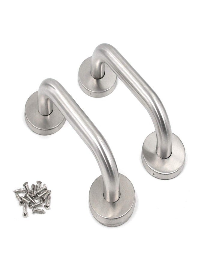 FarBoat 2Pcs Door Pull Handles Plate Heavy Duty Bathroom Grab Bar Handles Durable Stainless Steel with Mounting Screws for Garage Fire Door (Silver, 185mm/7.3inch) - Image 1