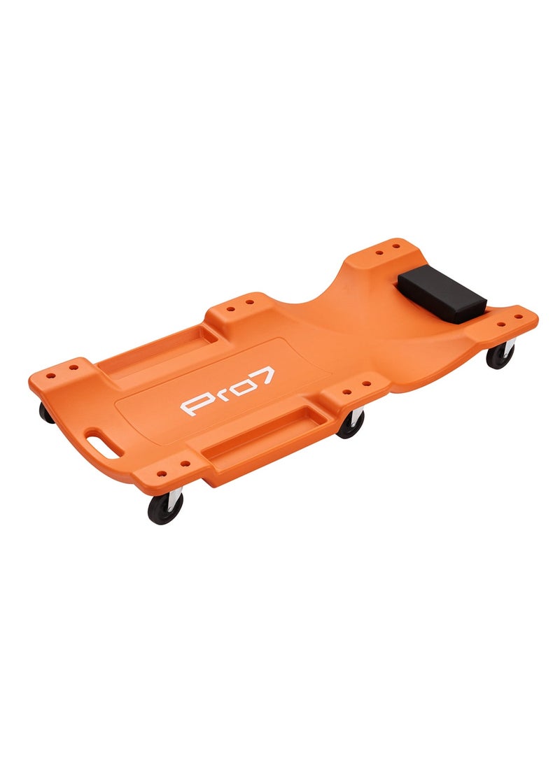 LAWAZIM Pro7 Plastic Creeper - 36" Low Profile Rolling Garage Board with Padded Headrest, Ergonomic Mechanic Creeper with 6 Swivel Casters & Dual Tool Trays for Garage, Workshop and Automotive Repair, Orange - Image 1