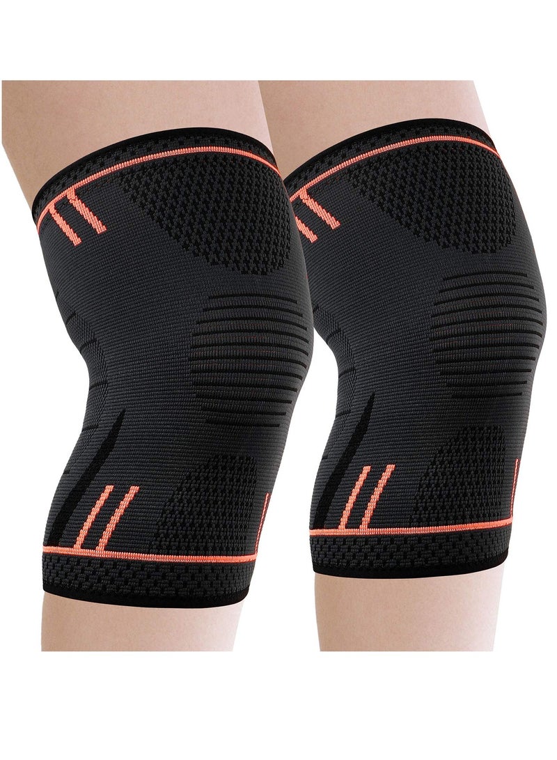 SOLARAE 2 Pack Silicone Anti-Slip Knee Pads for Sports - 3D Support for Arthritis, Joint Pain, Tendonitis, Meniscus Tear - Ideal for Basketball, Running, Fitness, and Squats for Men and Women. - Image 1