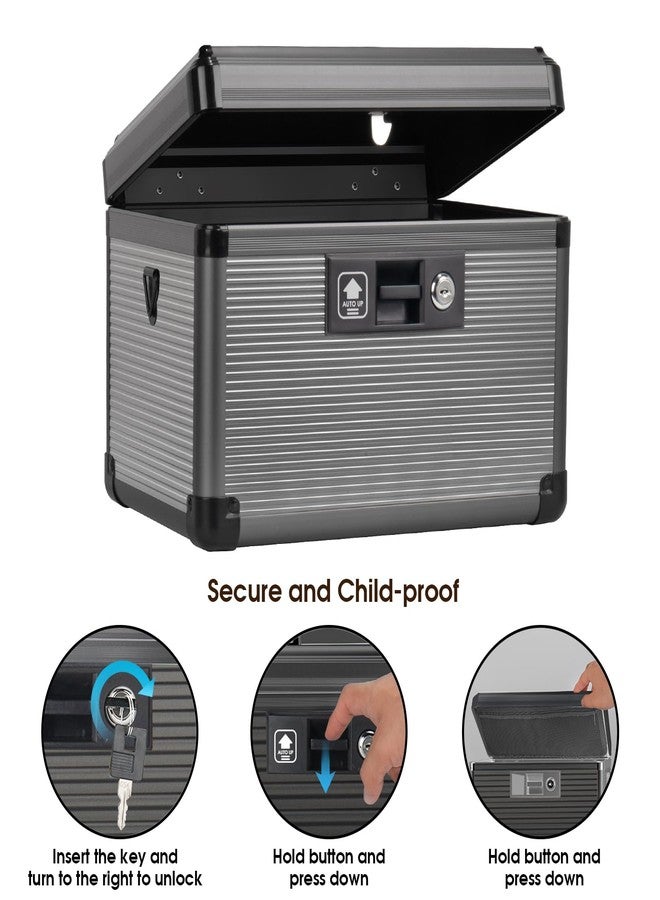 Lockbako Medicine Lock Box with Key, Alluminum Alloy Box for Medication,First Aid Box with a Removeable Tray to Store Medicines & Pills for Home, Black 12 * 7.68 * 7.87 Inch - Image 4