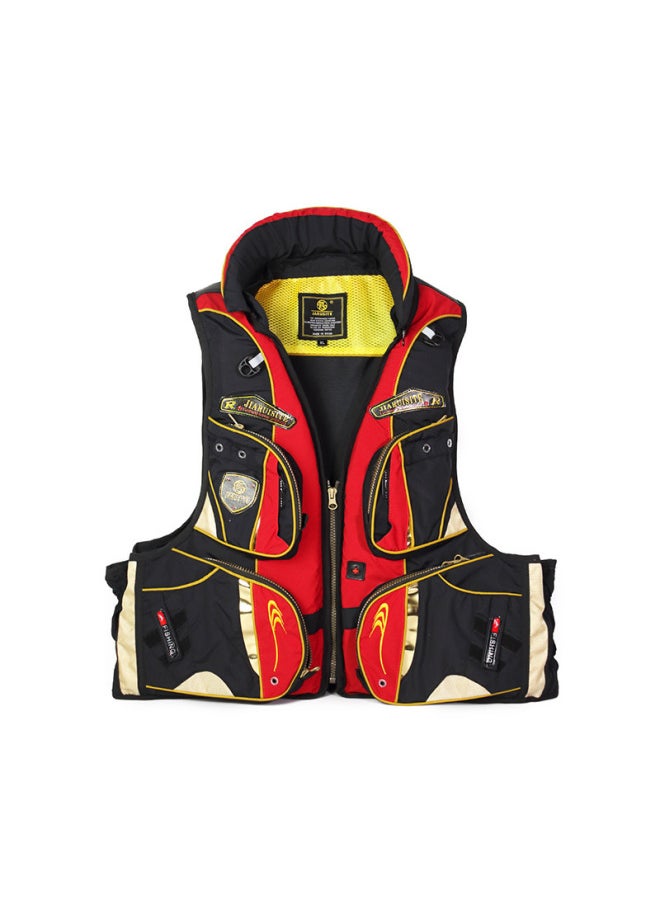 Generic Luya Life Jacket Detachable Adult Swimming Large Buoyancy Vest Portable Fishing Special Equipment Vest-Color:Red XL  - Image 1