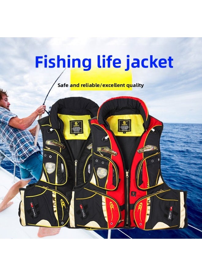 Generic Luya Life Jacket Detachable Adult Swimming Large Buoyancy Vest Portable Fishing Special Equipment Vest-Color:Red XL  - Image 2