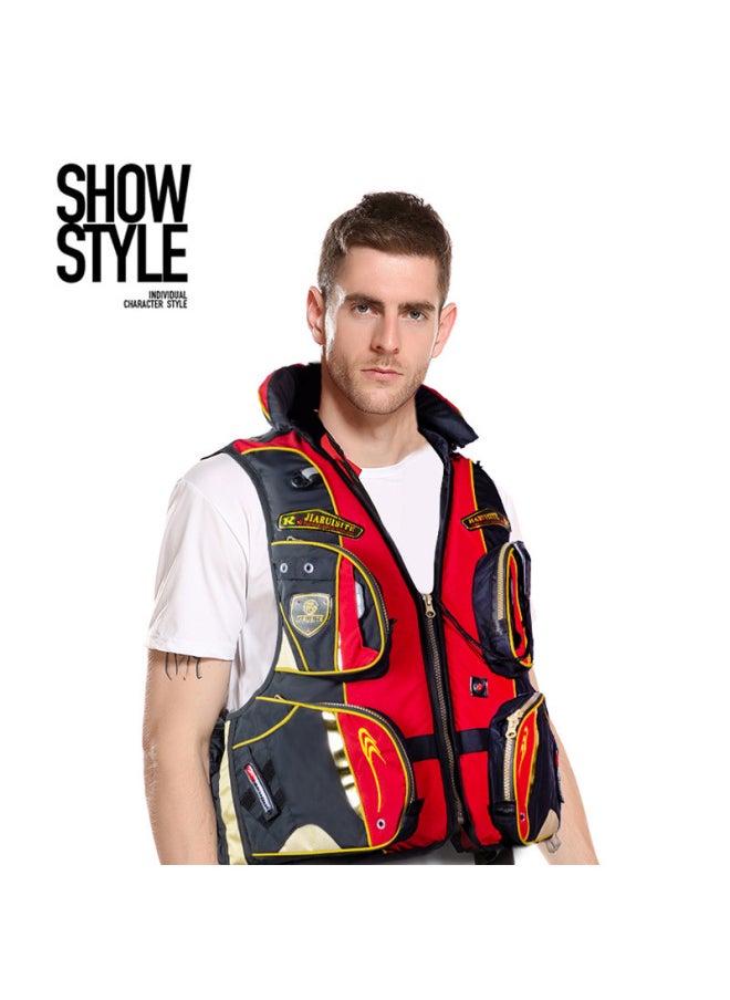 Generic Luya Life Jacket Detachable Adult Swimming Large Buoyancy Vest Portable Fishing Special Equipment Vest-Color:Red XL  - Image 3