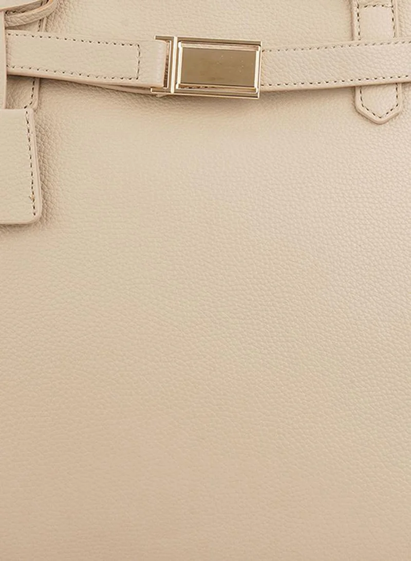 Globus  Beige Textured Buckle Detail Tote Bag for Women | Best Price UAE