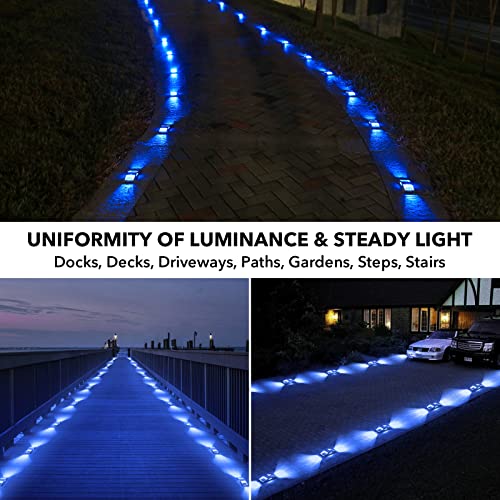 AGPTEK Solar Driveway Lights 12 Pack, Outdoor Deck Dock Marine LED Solar Powered Waterproof Driveway Marker Lights for Warning Step, Sidewalk, Pathway, Garden, Yard (Blue Light) - Image 2