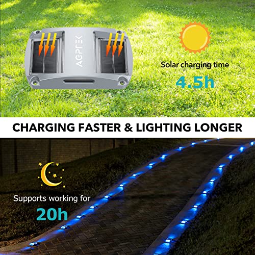 AGPTEK Solar Driveway Lights 12 Pack, Outdoor Deck Dock Marine LED Solar Powered Waterproof Driveway Marker Lights for Warning Step, Sidewalk, Pathway, Garden, Yard (Blue Light) - Image 3