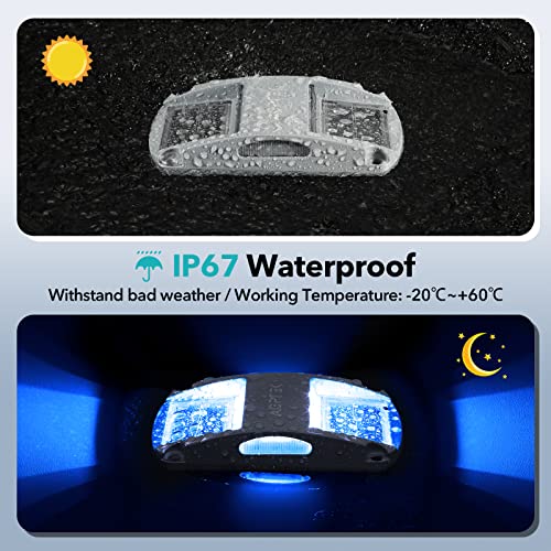 AGPTEK Solar Driveway Lights 12 Pack, Outdoor Deck Dock Marine LED Solar Powered Waterproof Driveway Marker Lights for Warning Step, Sidewalk, Pathway, Garden, Yard (Blue Light) - Image 5