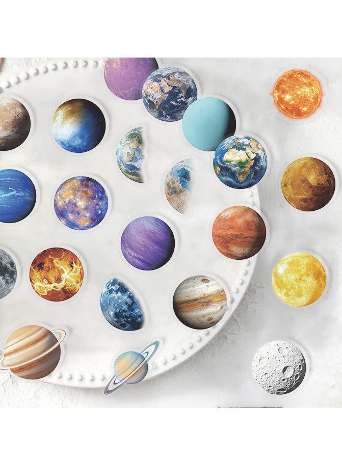 ORAINBOW 50pcs Transparent Astronomy Stickers Cartoon Celestial PET Sticker Set Laptop Stickers Planet Space Party Favors Party Decoration Galaxy Moon Stickers for DIY Scrapbook Journal - Image 2