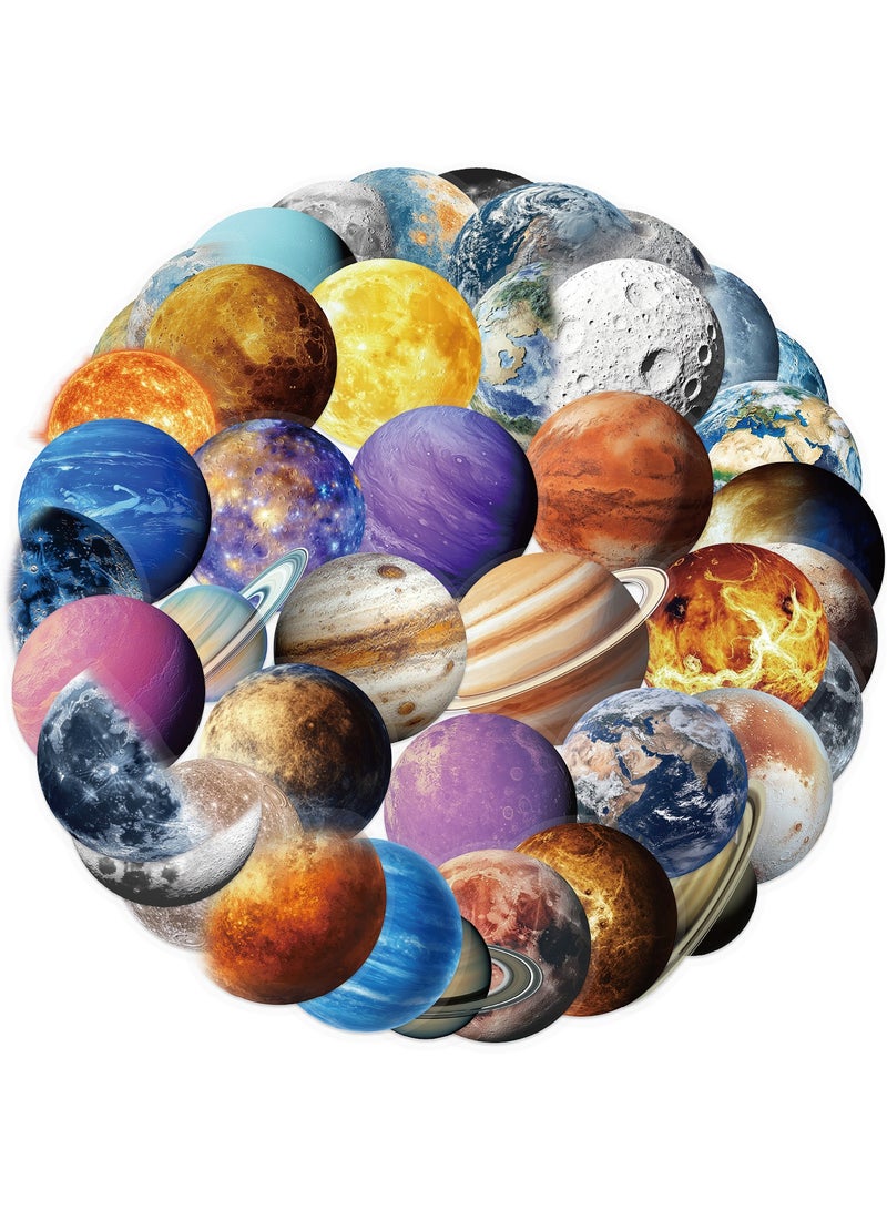 ORAINBOW 50pcs Transparent Astronomy Stickers Cartoon Celestial PET Sticker Set Laptop Stickers Planet Space Party Favors Party Decoration Galaxy Moon Stickers for DIY Scrapbook Journal - Image 1