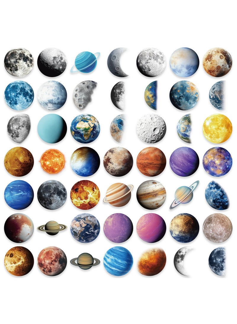ORAINBOW 50pcs Transparent Astronomy Stickers Cartoon Celestial PET Sticker Set Laptop Stickers Planet Space Party Favors Party Decoration Galaxy Moon Stickers for DIY Scrapbook Journal - Image 3