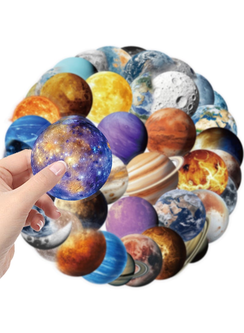 ORAINBOW 50pcs Transparent Astronomy Stickers Cartoon Celestial PET Sticker Set Laptop Stickers Planet Space Party Favors Party Decoration Galaxy Moon Stickers for DIY Scrapbook Journal - Image 5