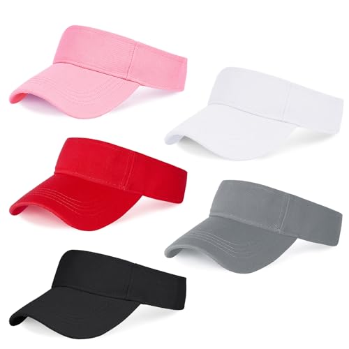 Marrywindix 5 Pieces Sport Wear Athletic Visor Sun Sports Visor Hat Visor Adjustable Cap for Women and Men - Image 1