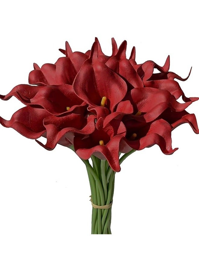 16-Piece Artificial Calla Lily Flowers Red 36x6cm，Artificial Calla Lily Flower Real Touch Latex Flowers for Wedding Bouquet Party Home Decor - Image 1