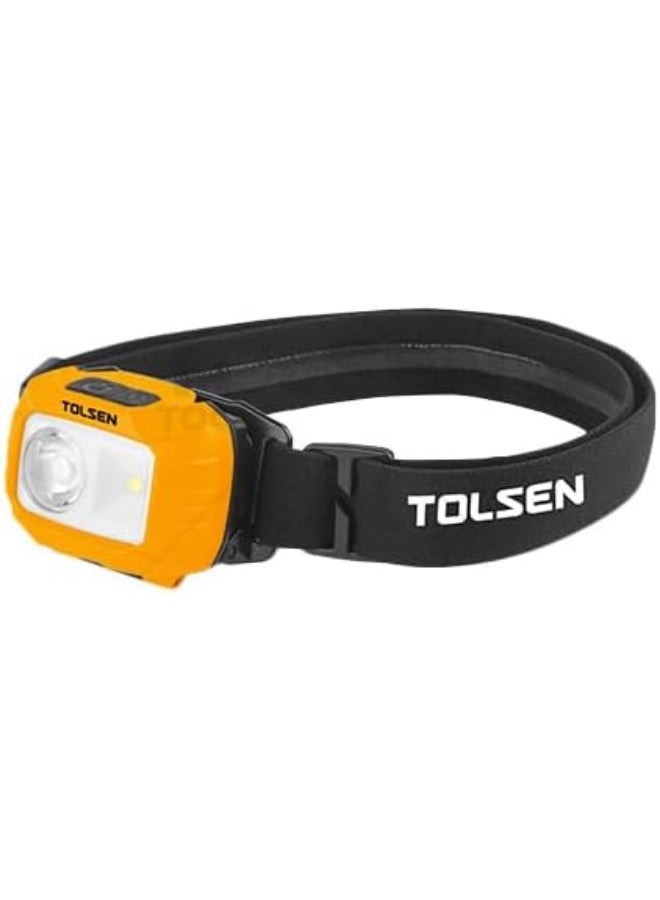 Tolsen Industrial LED Headlamp, Adjustable Headband, Yellow and Black