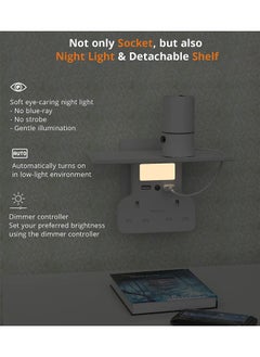 PEGANT 2 Way Multi Plug Extension Power Adapter with 2 USB, Night Lamp and Shelf  - Image 5