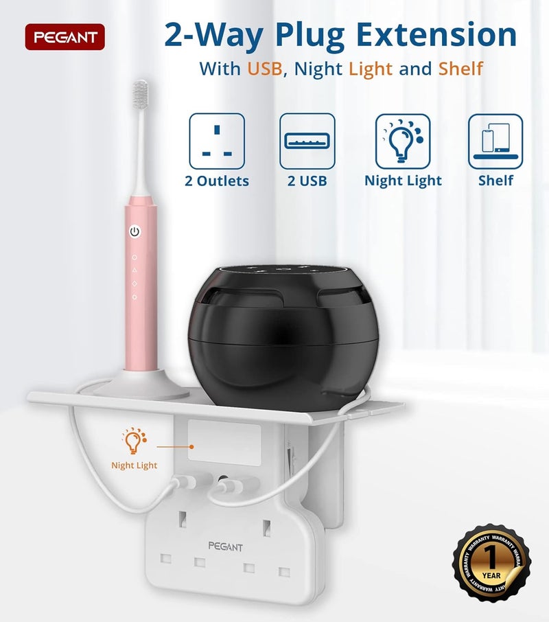 PEGANT Multi Plug Extension with USB and Night Light - Image 2