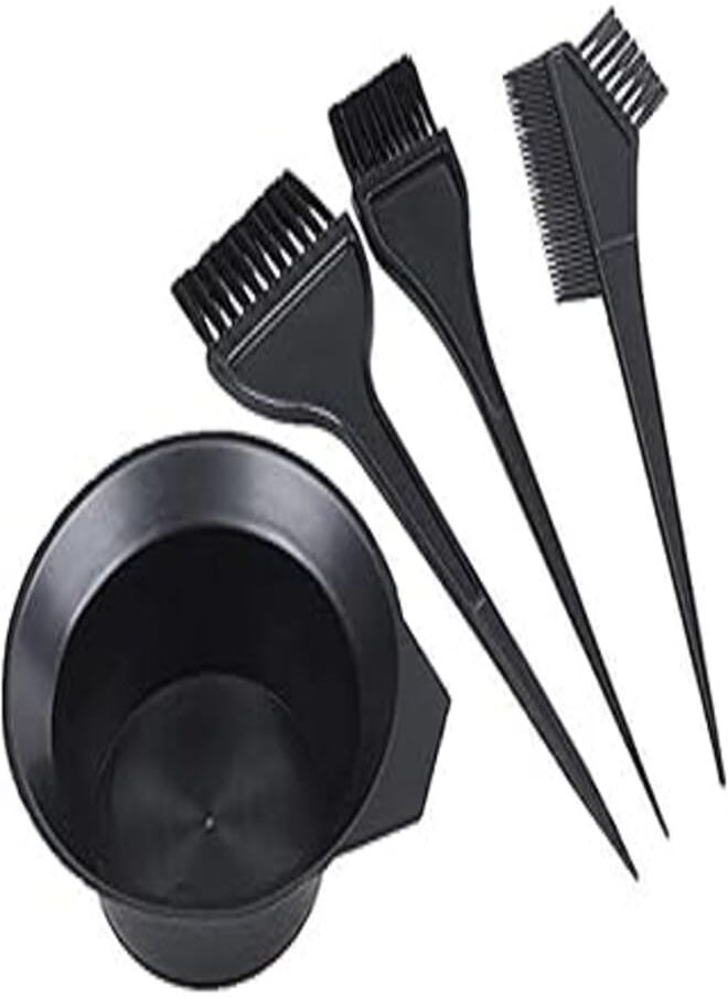 SOLDOUT - SOLDOUT 4 PCS Hair Dye Colouring Brush Comb Black Plastic Mixing Bowl Barber Salon Tint Hairdressing Brush Kit (Black, Pack of 4) - Image 1
