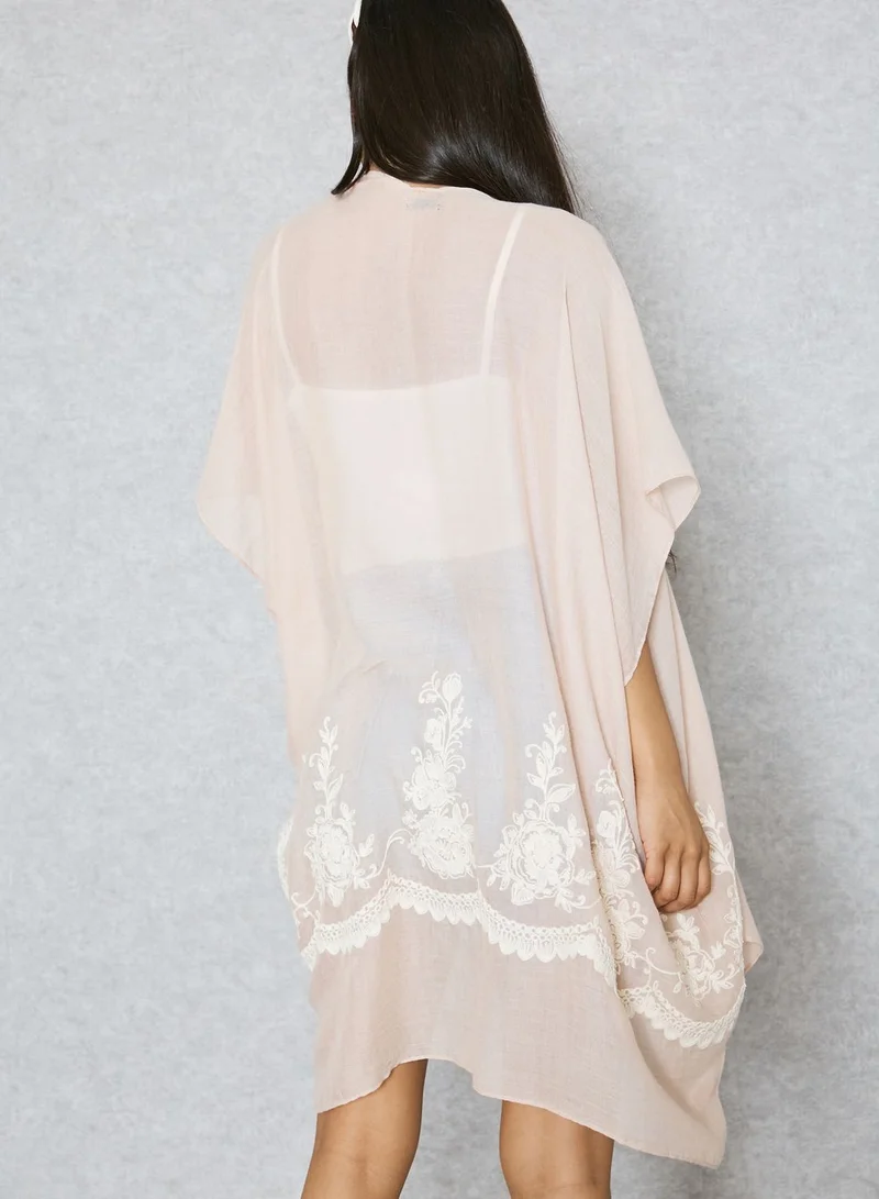 VERO MODA Floral Embroidered Kimono