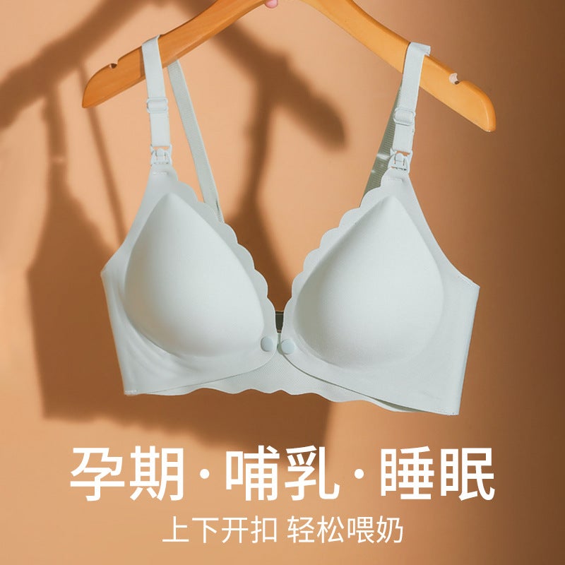 Front-Opening Nursing Bra, No Underwire, Seamless, Postpartum Breastfeeding Bra With Front Buckle, Comfortable And Breathable Maternity Bra - Image 3