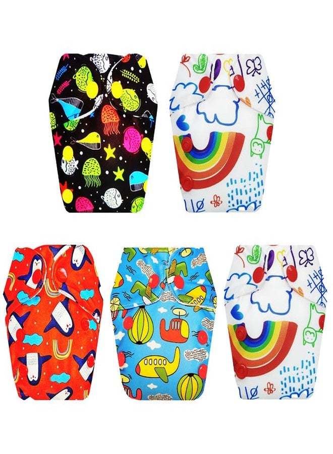 Dumbledo Premium Newborn Cloth Diaper with Integrated Insert (Pack of 5) | Hypoallergenic | 6-Layer Absorbent Pad | Easy to Clean | Designed by Moms | 0 - 4 Months | Unisex Baby - Image 1