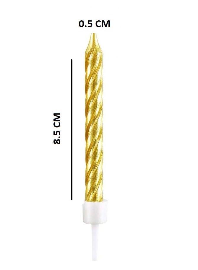 Home zone 6 Pcs Metallic Cake Candles with Holder for Birthday Wedding Party Cupcakes Topper Decorations Gold - Image 2