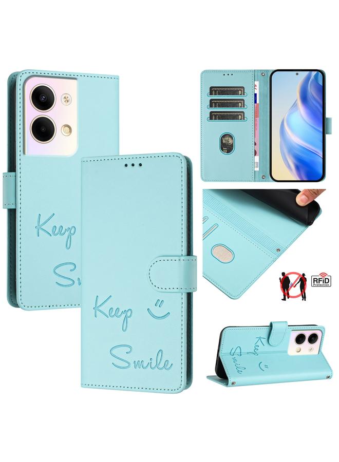 اس-توب جراب لهاتف OPPO Reno9 5G / Reno9 Pro 5G جراب هاتف جلدي بنقش ابتسامة بتقنية RFID - Image 1