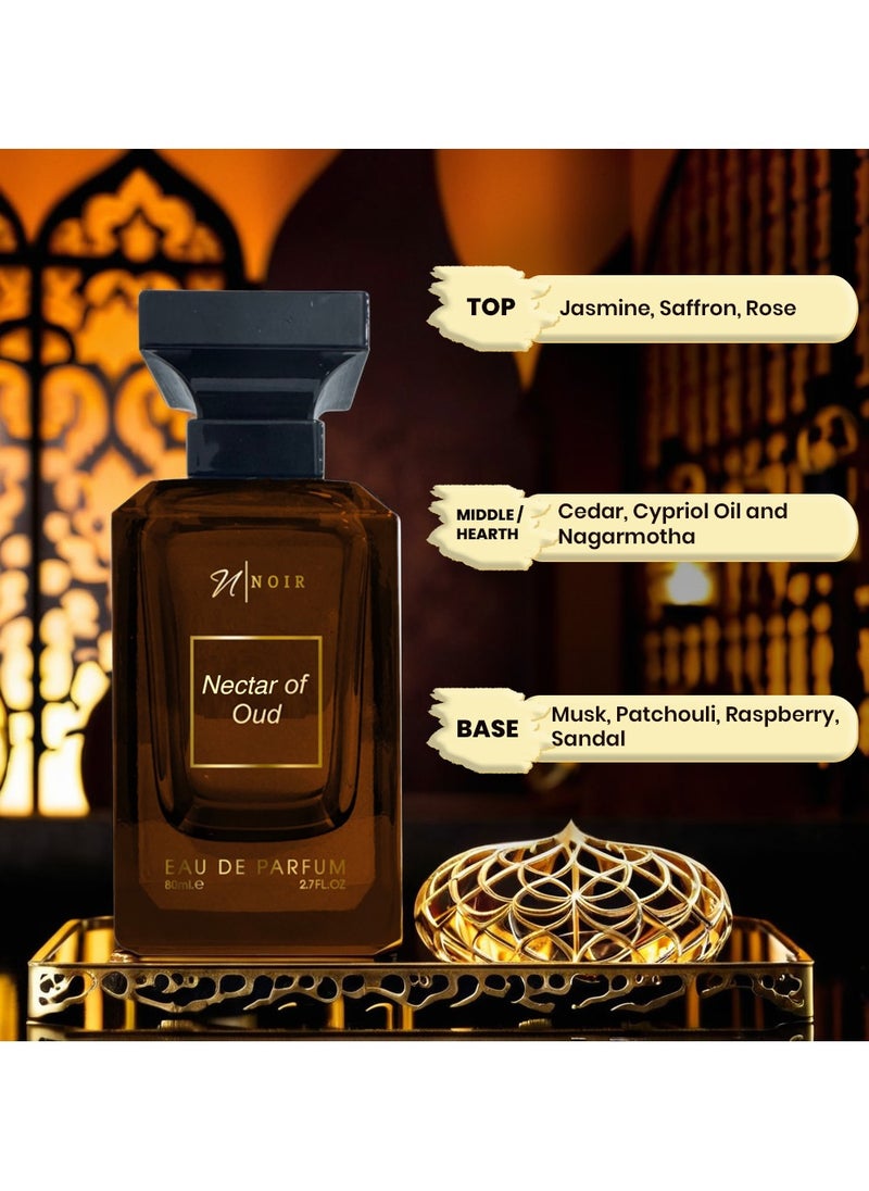 noir - Nectar of Oud Eau de Parfum for Men – Intense Oud Scent with Saffron, Cedar, Patchouli & Spiced Raspberry | Long lasting - 80ml - Image 1
