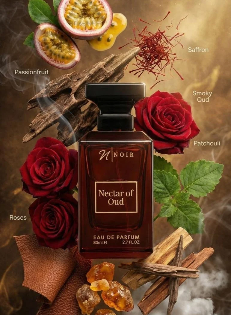 نوير رحيق العود ماء عطر للرجال - رائحة عود مكثفة بالزعفران، الأرز، الباتشولي والتوت المتبل