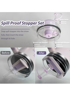 RTYY Stanley Cup Accessories Set Including 6 Pcs Silicone Spill Proof Stopper, 2 Pcs Straw Cover Cap for 9-10 mm Straws, 1 Pcs Purple Silicone Boot for Stanley Cup Stanley 40oz & 30oz Tumbler (ORCHID)  - Image 4