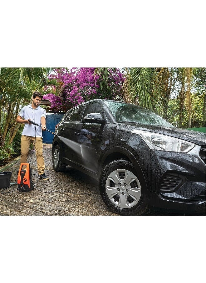 BLACK+DECKER - Pressure Washer High Performance 1400 w Pressure with Self-Priming Ideal For Home Garden And Car 105 Bar 1400W PW1450TD-B5 Orange/Black - Image 1
