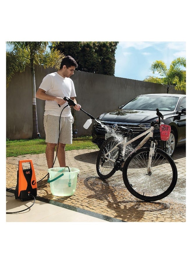 BLACK+DECKER - Pressure Washer High Performance 1400 w Pressure with Self-Priming Ideal For Home Garden And Car 105 Bar 1400W PW1450TD-B5 Orange/Black - Image 1