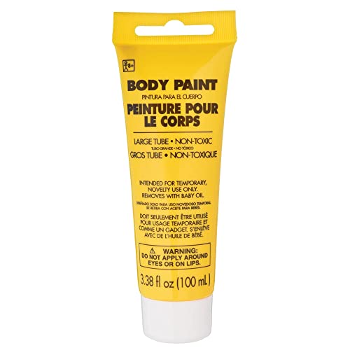 Amscan Vibrant Yellow Body Paint 34 oz Pack of 1 Safe NonToxic WaterBased Formula for Ultimate Party Fun Festivals More - Image 1