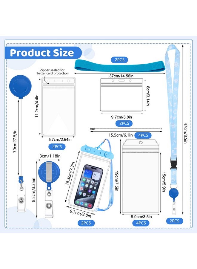 Prudiut Cruise Ship Essentials Must Haves Set 2 Pack Lanyards For Cruise Ship Cards With Id Holder And 4 Pack Cruise Luggage Tags Holder With 2 Pack Waterproof Phone Pouch & 2 Pcs Cruise Chairs Towel Bands - Image 2