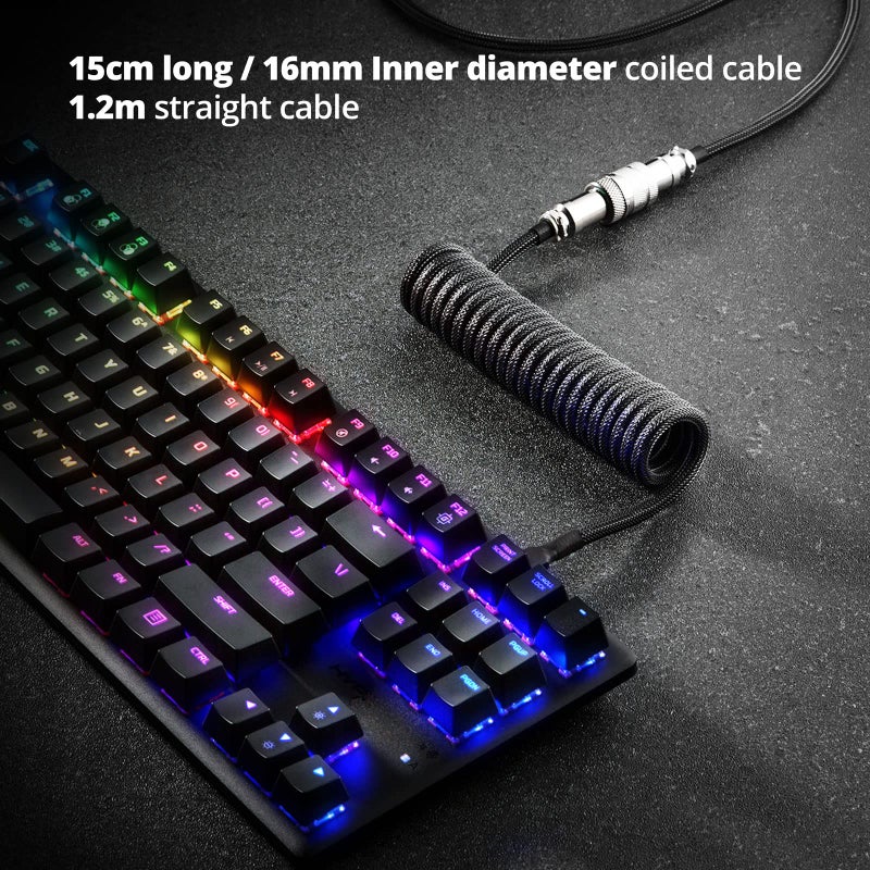 GUNMJO كابل USB C مخصص من GUNMJO للوحة المفاتيح للألعاب، كابل ميكانيكي مزدوج الأكمام مع موصل معدني قابل للفصل، 1.5 متر USB-C إلى USB-A، لون أسود كربوني - Image 4