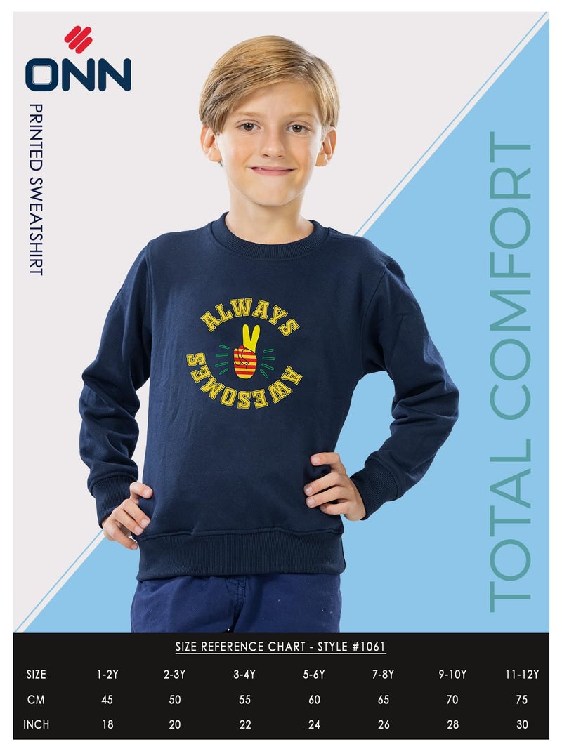 ONN Boys Printed Sweatshirt| Super Soft Cotton | Each Side Pocket|Modern Fit|Pack of 2 | Navy Blue and Crimson| (7-8 Years) - Image 2