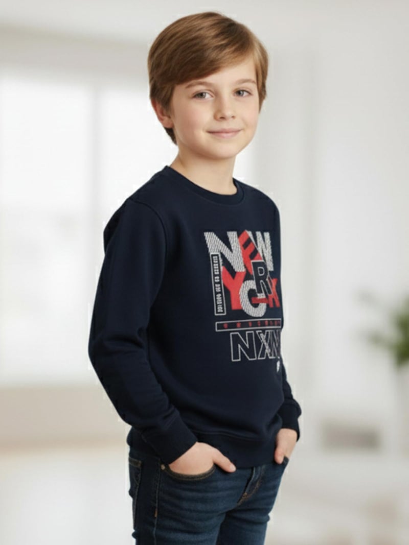 ONN Boys Printed Sweatshirt| Super Soft Cotton | Each Side Pocket|Modern Fit|Pack of 2 | Navy Blue and Crimson| (7-8 Years) - Image 5