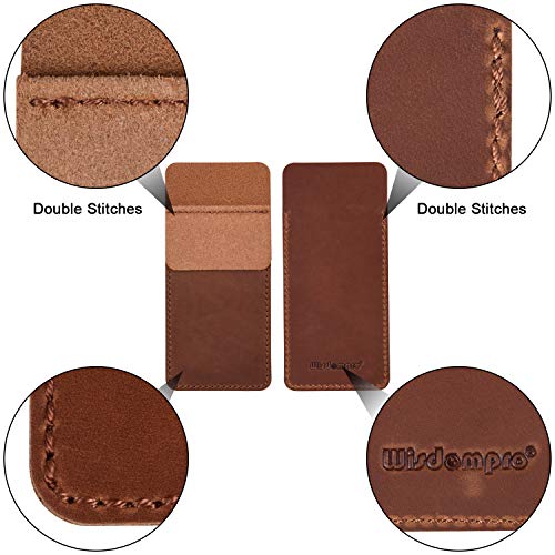 Wisdompro Genuine Leather Heavy Duty Pocket Protector Pen Holder Pouch for Shirts, Lab Coats, Pants - Multi-Purpose; Holds Pens, Pointers, Pencils, and Notes - Vintage Brown - Image 4